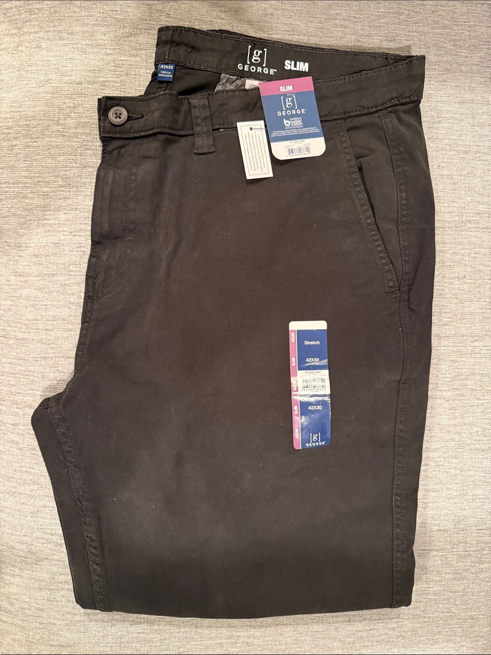 George Men's Black Slim Stretch Chinos